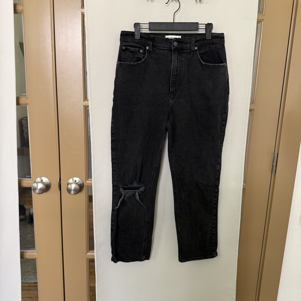 Abercrombie & Fitch Womens 10/30R Black Curve Love Ult High Rise Ankle Straight